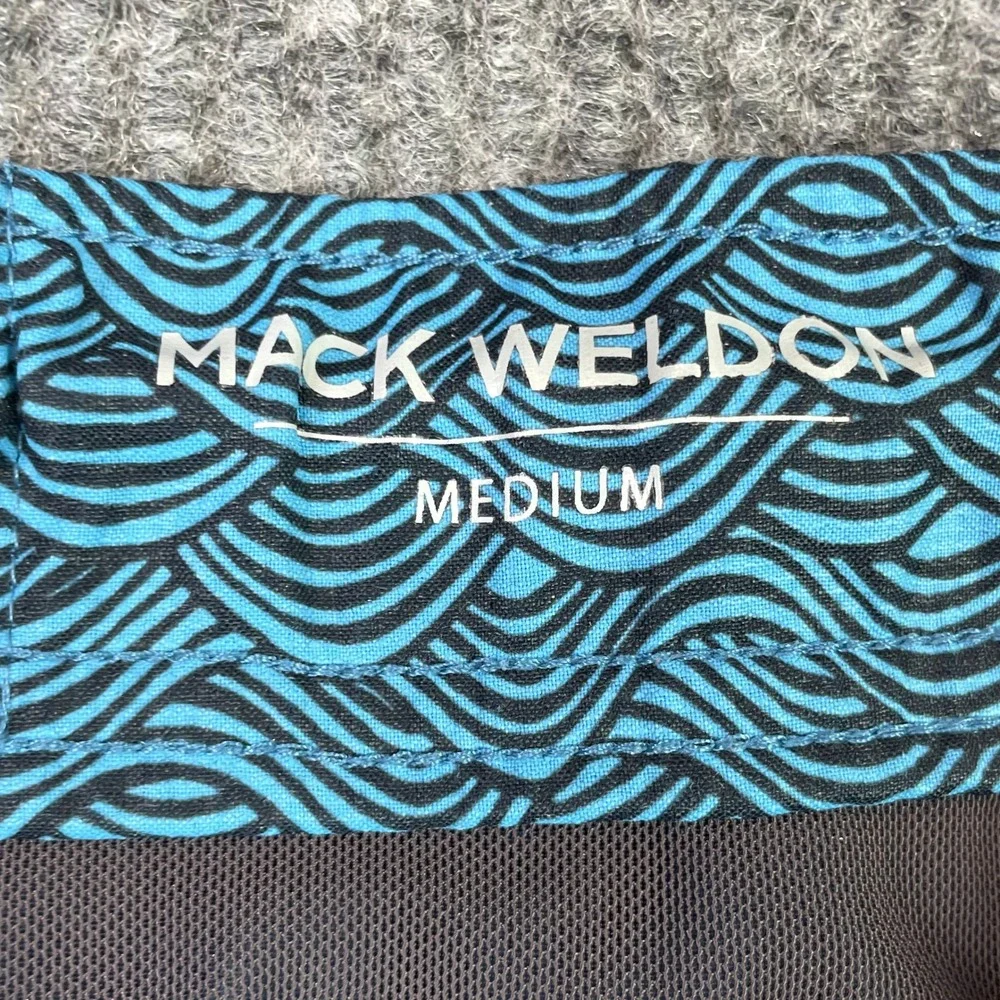 Mack Weldon Swim Trunks Mens Medium Blue Wave Print Board Shorts Lined 6